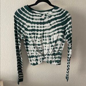 Green Tie-Dye Long Sleeve Top